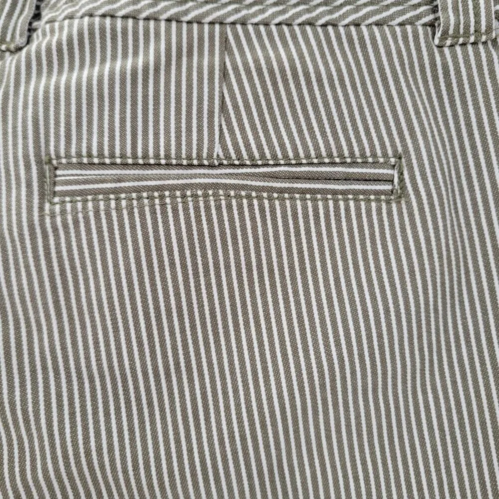 New York & Company Womens Shorts 2 Green White Striped Mid Rise Pockets Stretch - Image 10