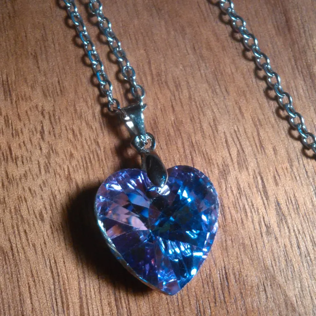 Mystic Color Crystal Heart Brass Pendant Stainless Steel Necklace - Image 2