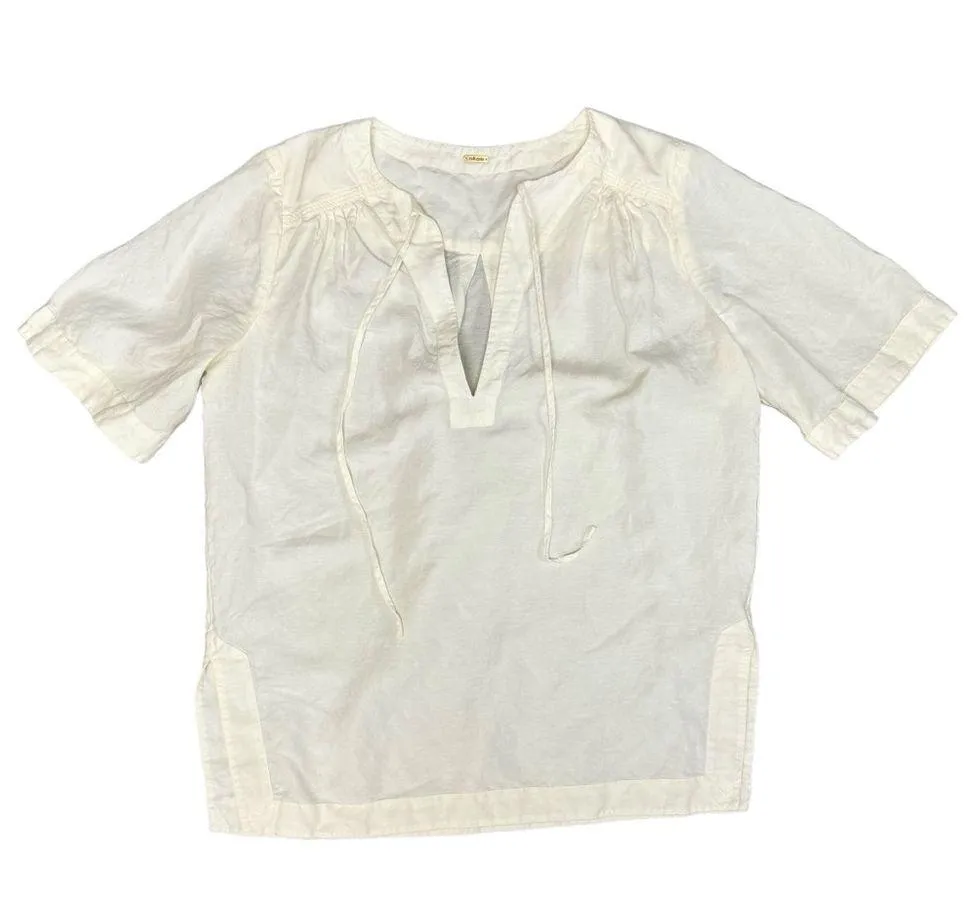 Cult Gaia Kittie Short Sleeve Tunic Top Linen Tencel Blend Off White Large L - Image 5