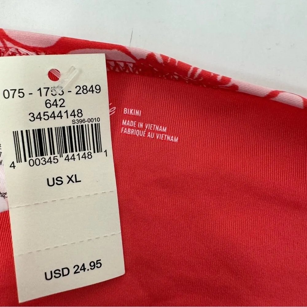Aerie Classic Bikini Bottom Floral Print Red Pink Retro Vacation Size XL NEW - Image 7