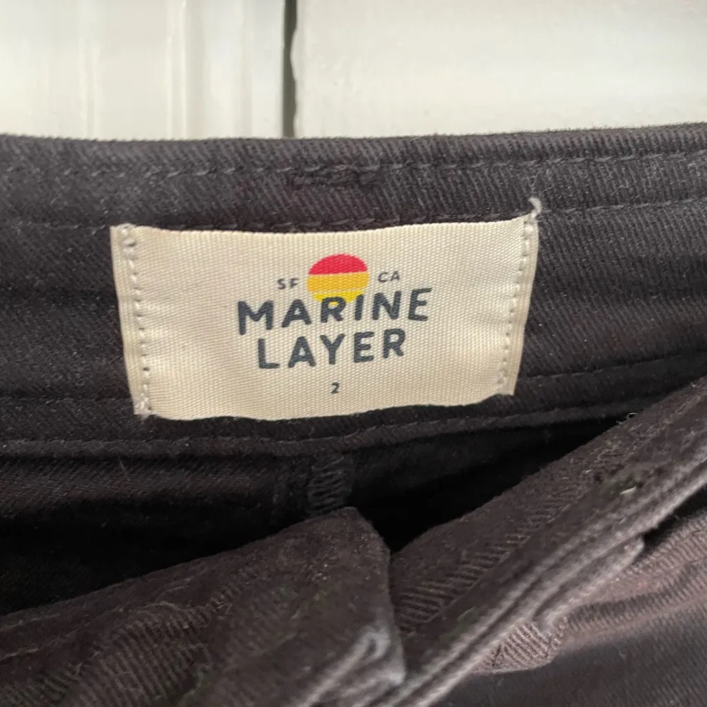 Marine Layer Bridget Full Length Pant Washed Black Raw Hem Women’s 2 Fall Preppy - Image 6