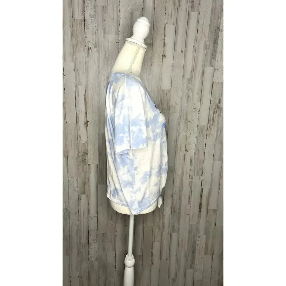 Disney Lilo‎ & Stitch Tie-Dye Crop Top Women's XL Blue Graphic Tee - Image 2