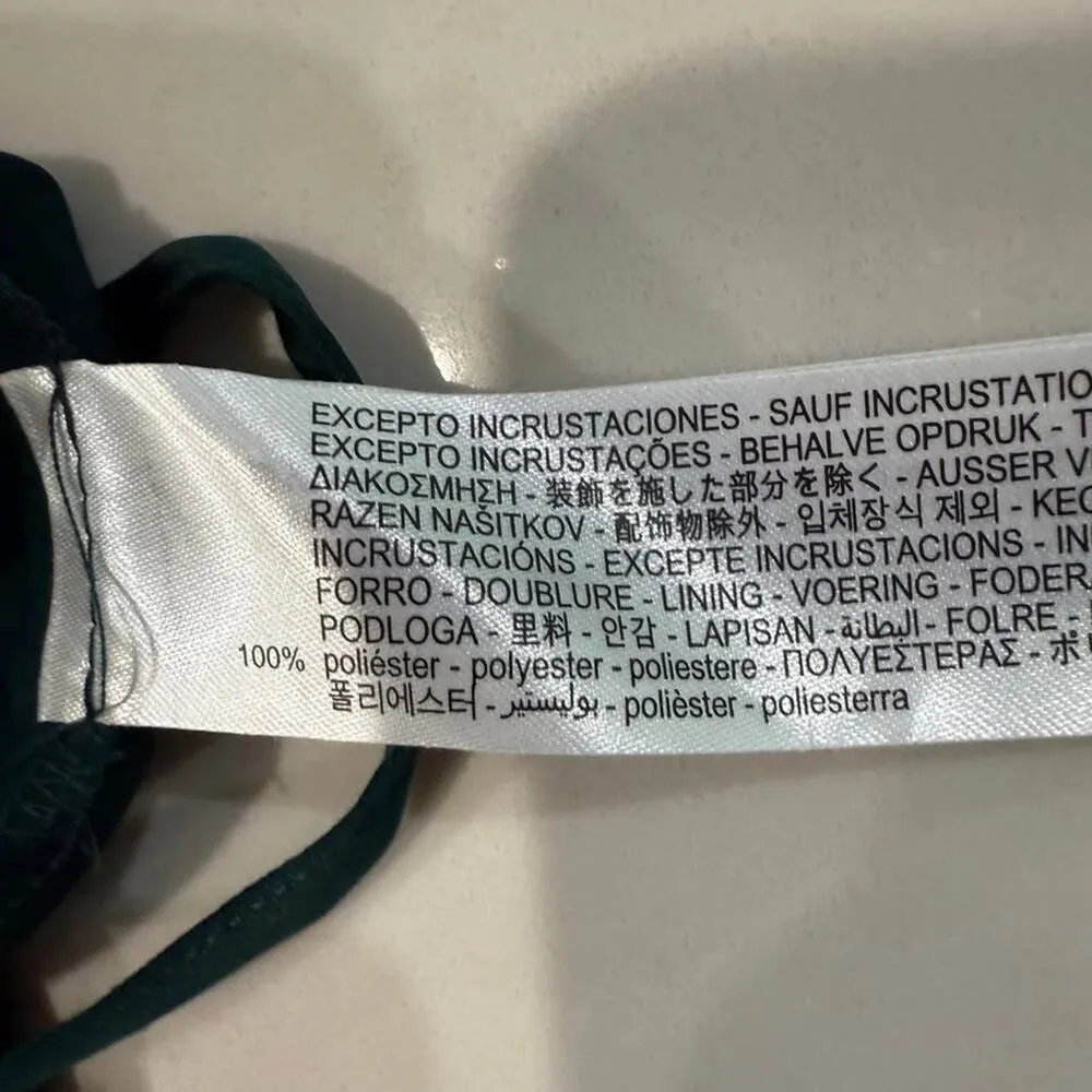 Zara NWT Satin Lace Asymmetrical Midi Slip Dress Womens Medium EmeraldGreen Sexy - Image 10