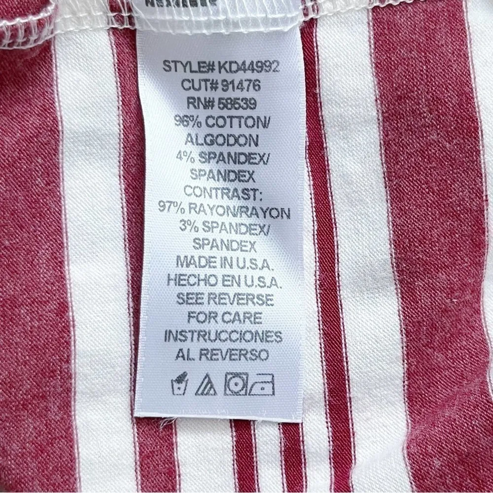 Kut from the Kloth Cotton Crewneck Long Sleeve Top in Maroon Striped, Size Small - Image 8