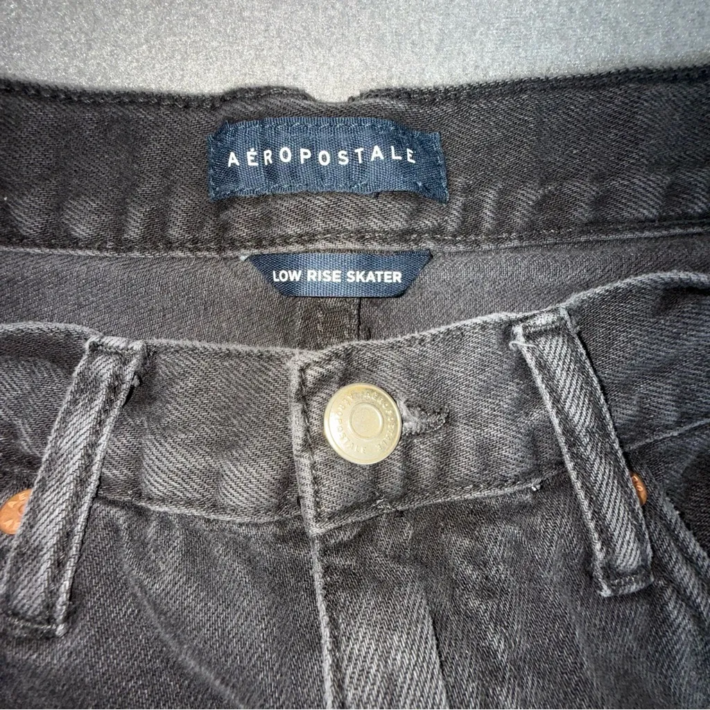 Aeropostale Low rise Baggy Black edgy Distressed Wide leg Jeans size 6 Cabincore - Image 7