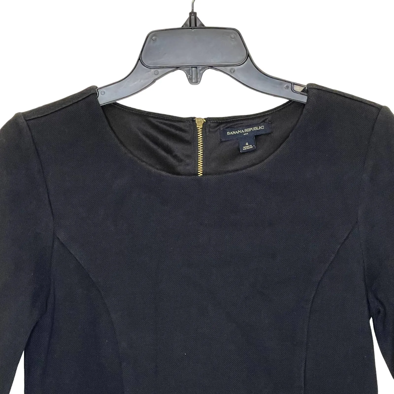 Banana Republic Women 4 Thick Knit Sheath‎ Dress Back Zip Colorblock 3/4 Sleeve - Image 2