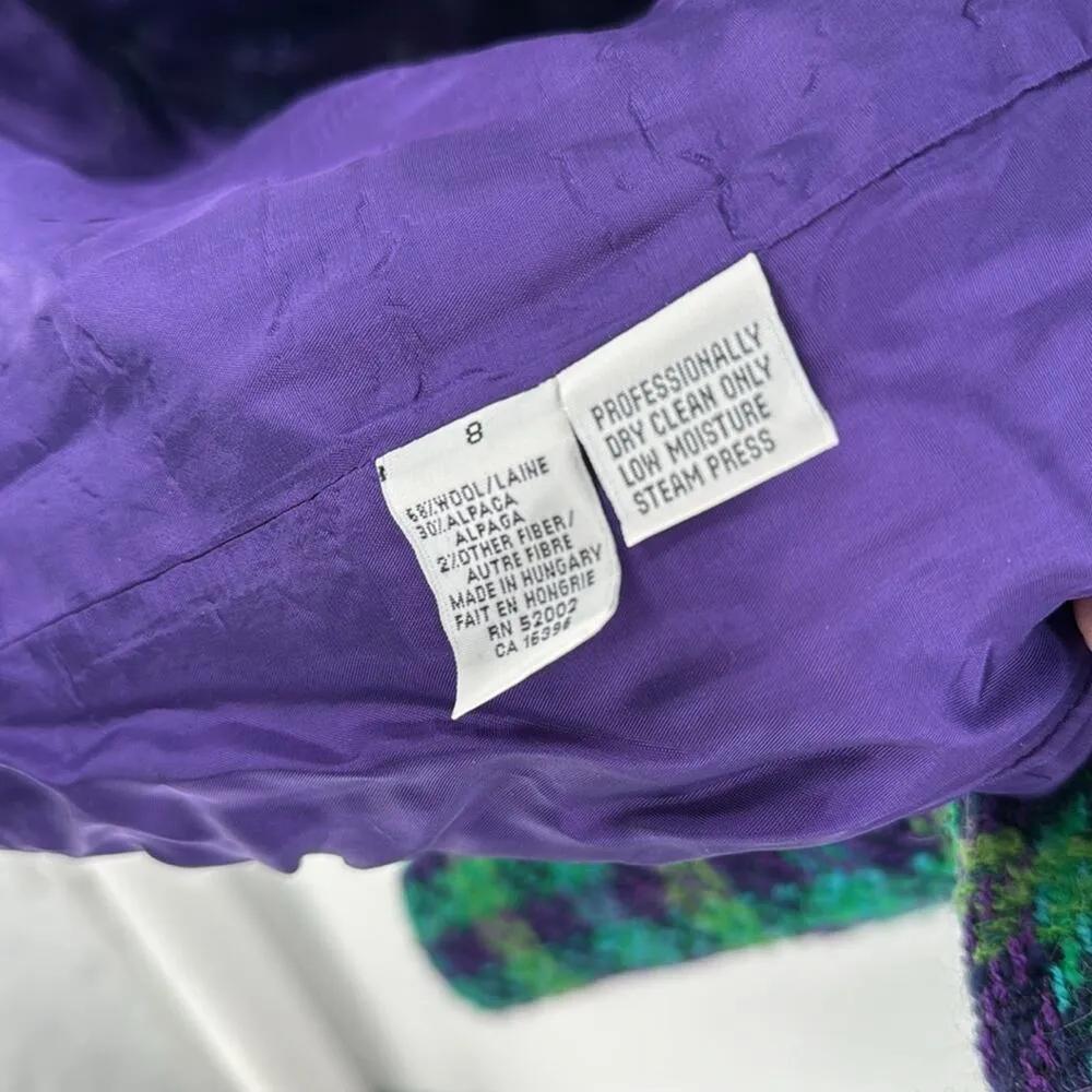 Dana Buchman vintage plaid wool double breasted gold buttons tweed size 8 - Image 9