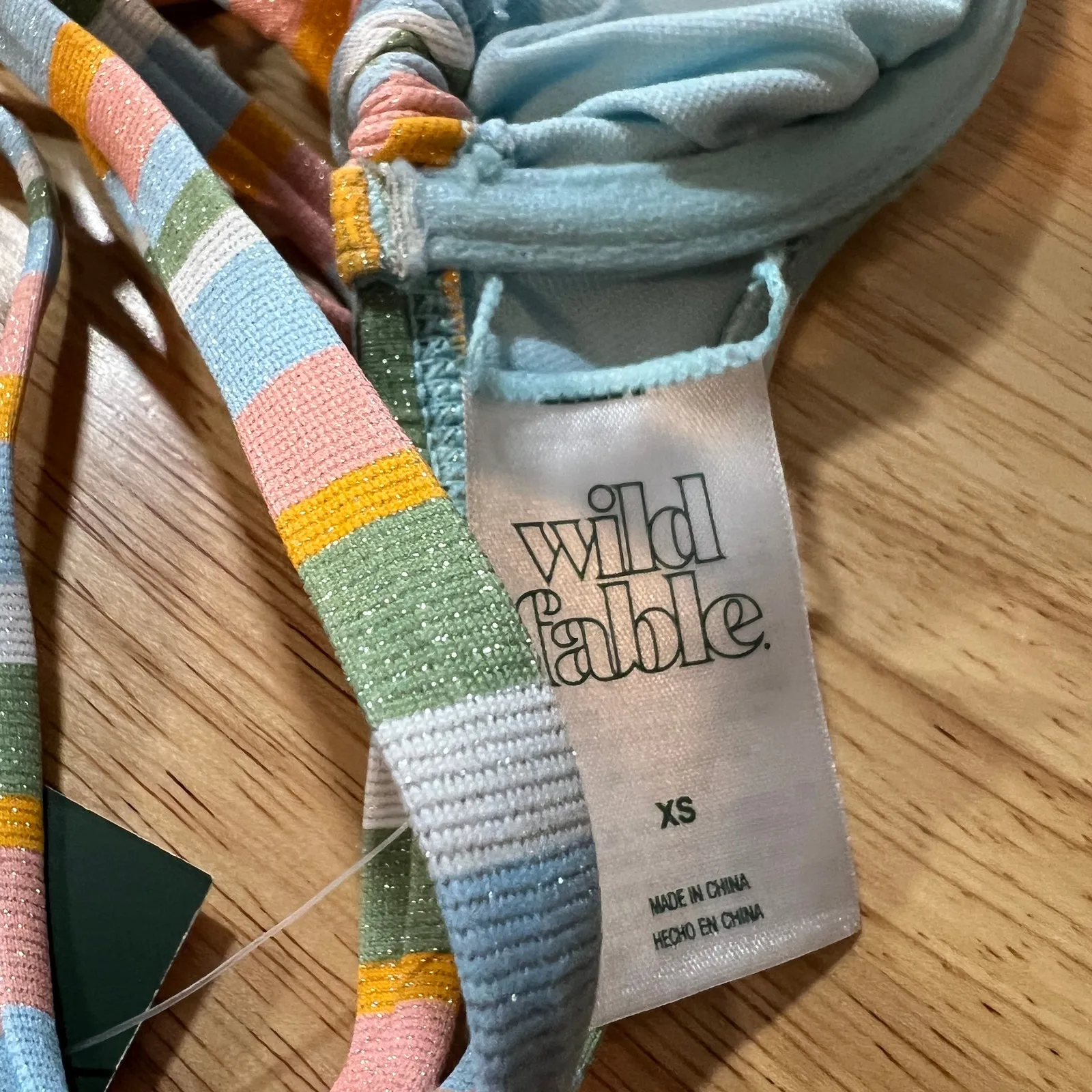 Wild Fable Women's Lurex Multicolor Striped Underwire Bikini Top - Size XS - NWT - Image 2