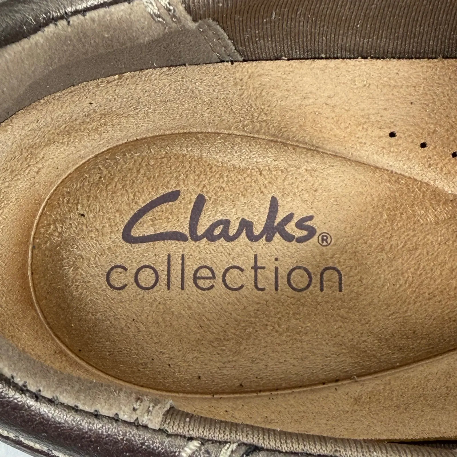 Clarks Collection Women's Bronze Metallic Leather Lace Up‎ Comfort Sneakers 9.5 - Image 8