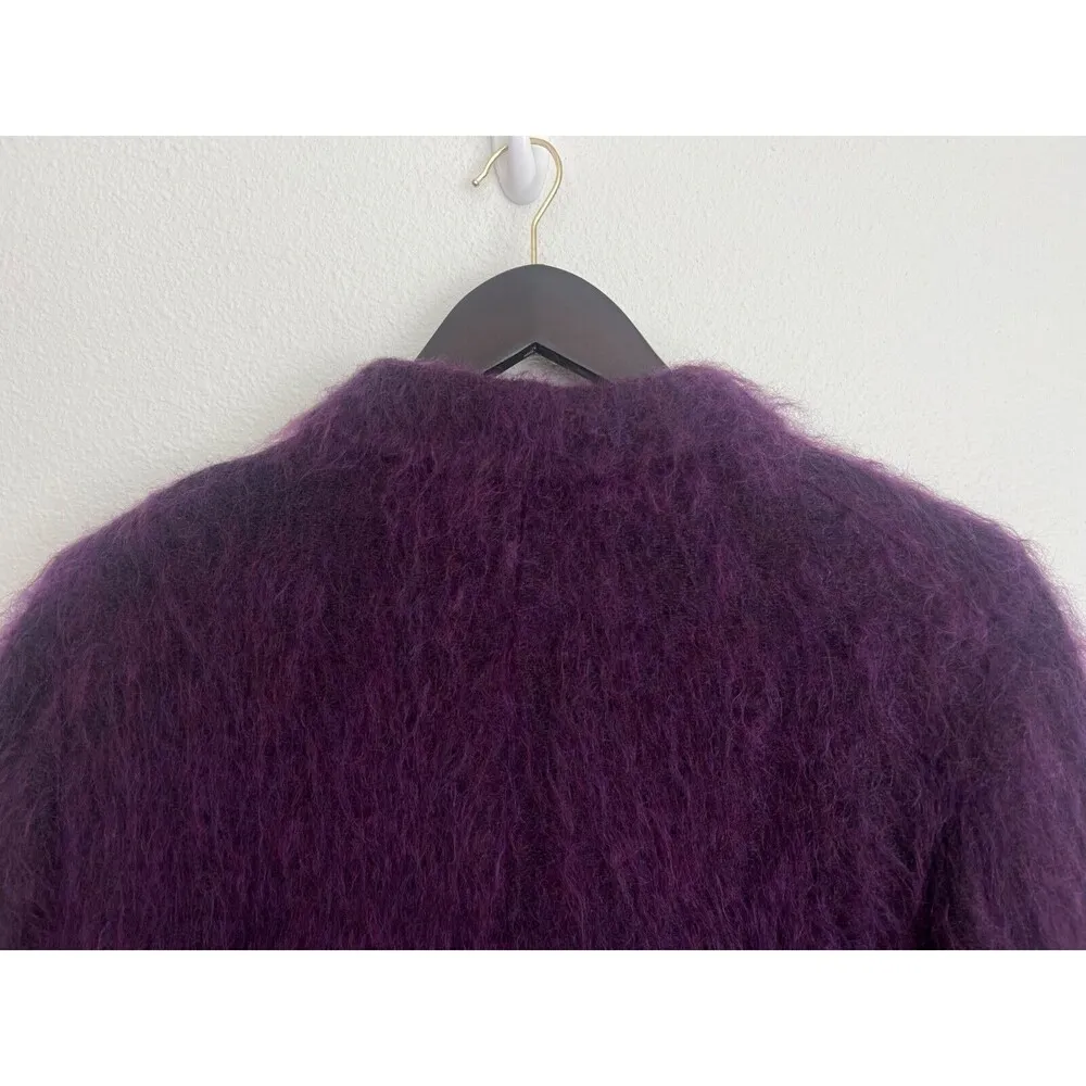 Jil Sander  Purple Mohair Wool Blend Long Coat Button Front Size DE 38/ US 8 - Image 4