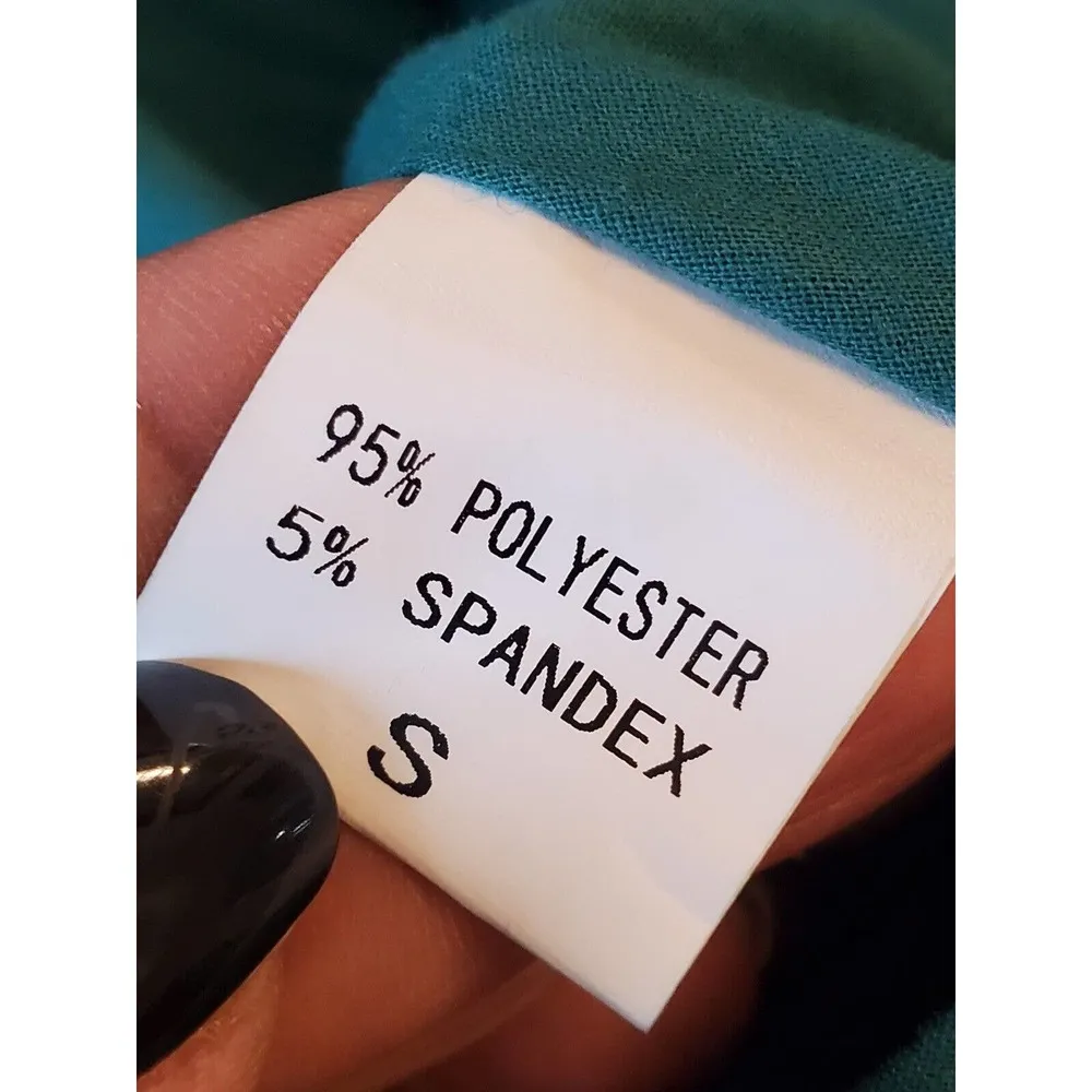 Women's Teal Polyester Boho Long Sleeve Ruffle Knee Length Dress Size Small - Image 7