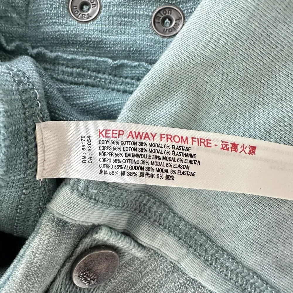 Free People Catch Me If You Can Leggings XS Moto Snap Button Cotton Patchwork Green - Image 9