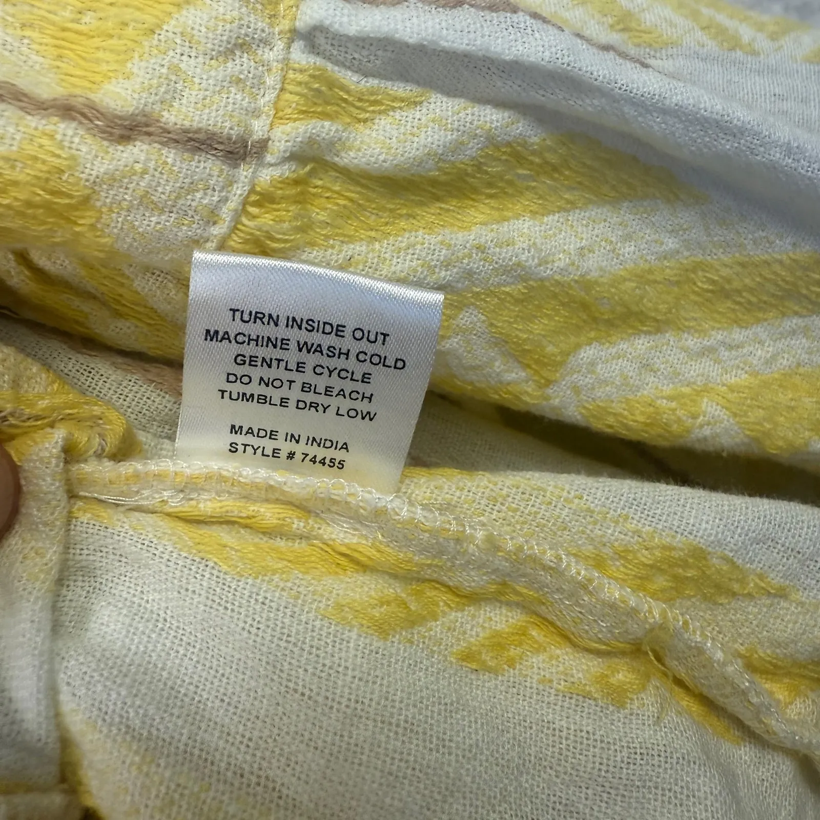 Uncle Frank Dress Women Small Yellow Chevron Layered Boho Bell Sleeve Cottage - Image 5