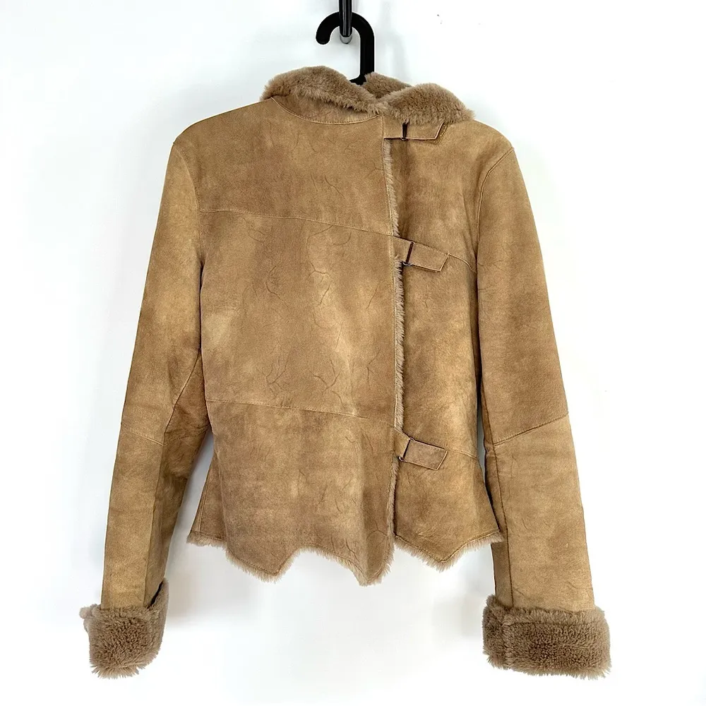 Danier Tan Suede & Faux Fur Lined Hooded Jacket • Sz XS - Image 4