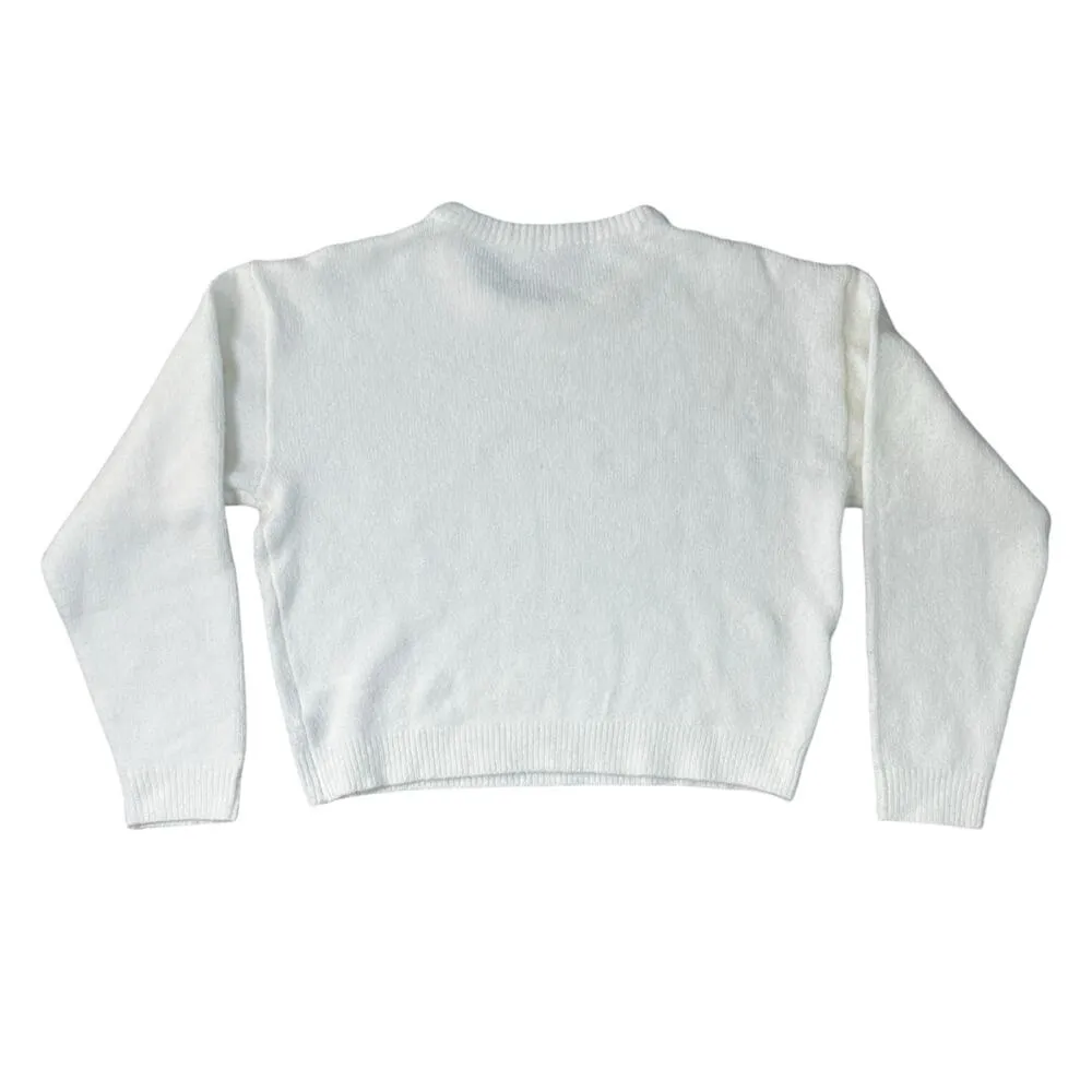 Fuzzy White Sweater NWT Cider Crew Neck Long Sleeve Large - Image 2