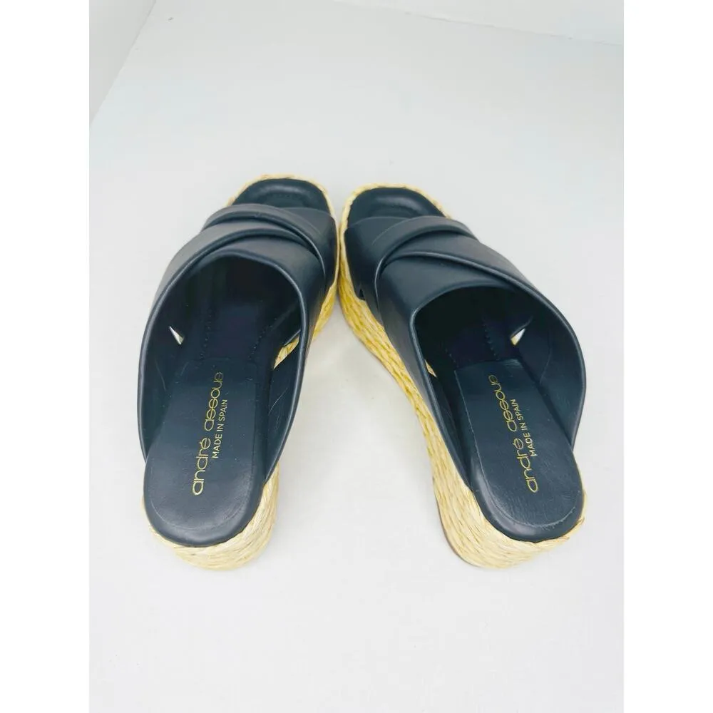 Andre Assous Calesa Crossover Strap Slip on Espadrille Sandals in Navy size 38 Blue - Image 8
