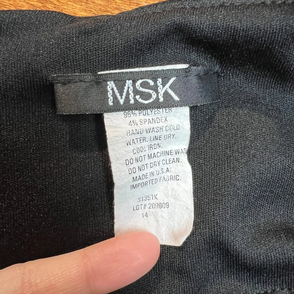 MSK Dress Womens 14 Black Cowl Neck Sheath Draped Waist Beaded Cap Sleeve‎ Knee - Image 13