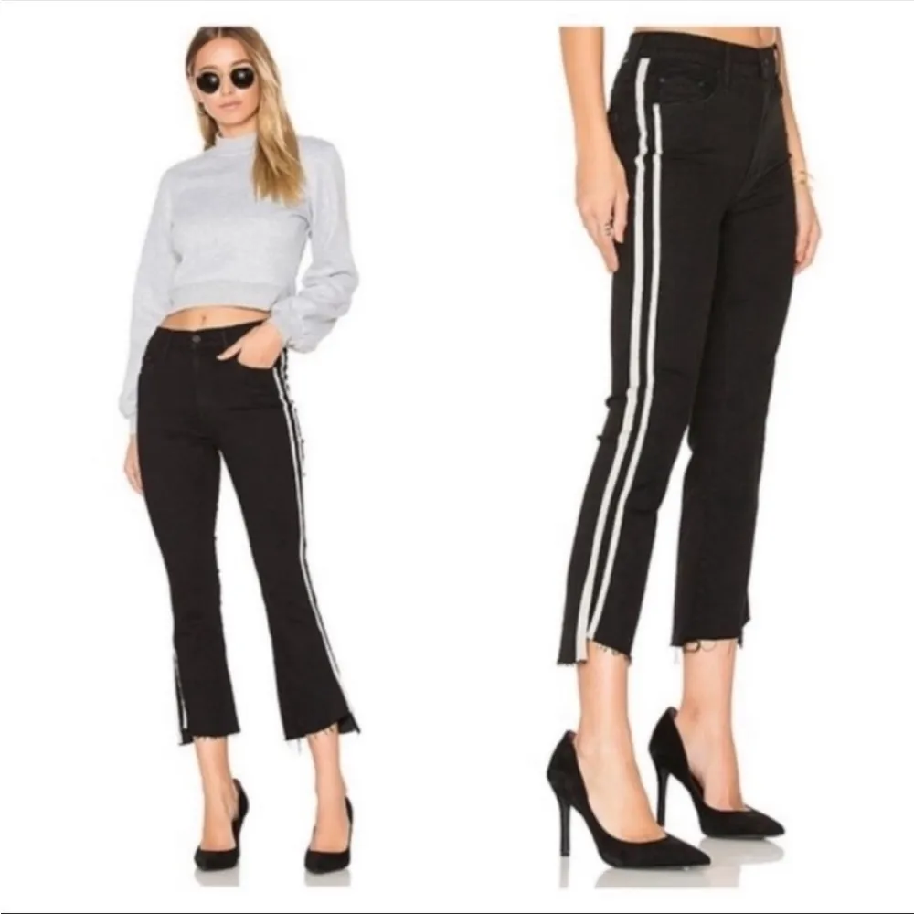 Mother Insider Crop Step Fray Guilty Racer Stripe Skinny Ankle Jeans Black 25 - Image 13