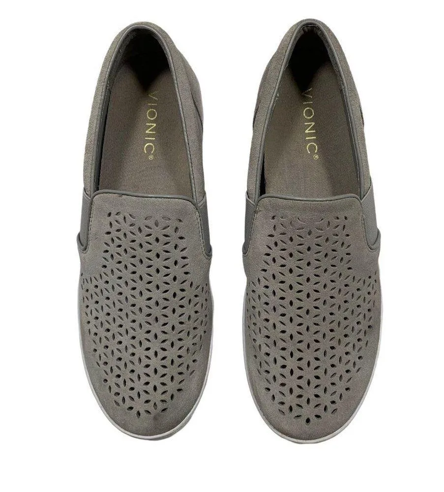 Vionic KANI Gray Laser Cut Suede Slip-On Shoes Sneakers Size 8.5 - Image 4
