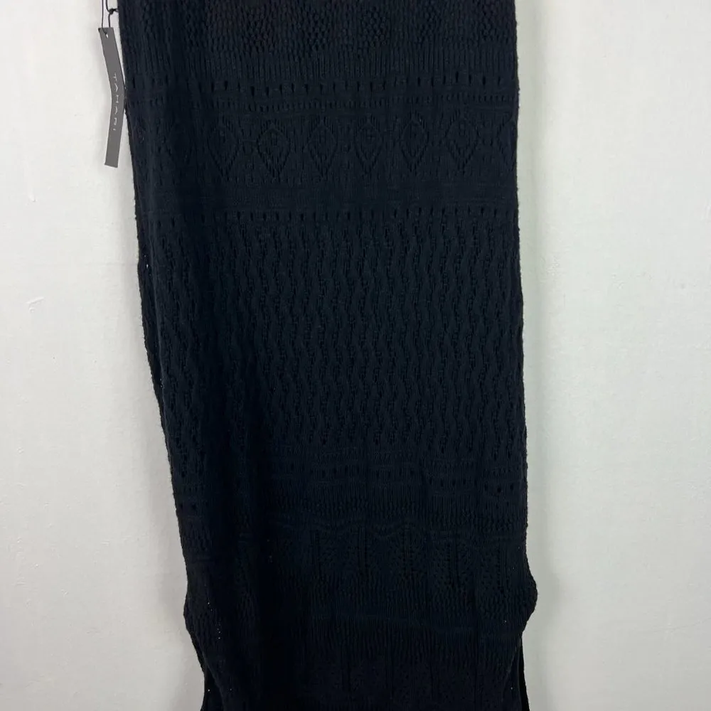 NWT Tahari Sleeveless Crochet Side Slit Bodycon Midi Dress Black Size Medium M - Image 12