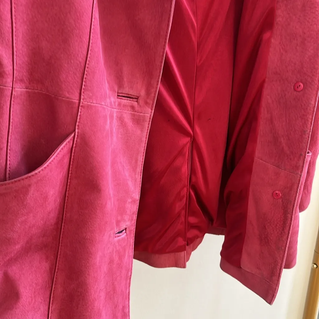 Dialogue  genuine suede leather jacket pink size M - Image 12