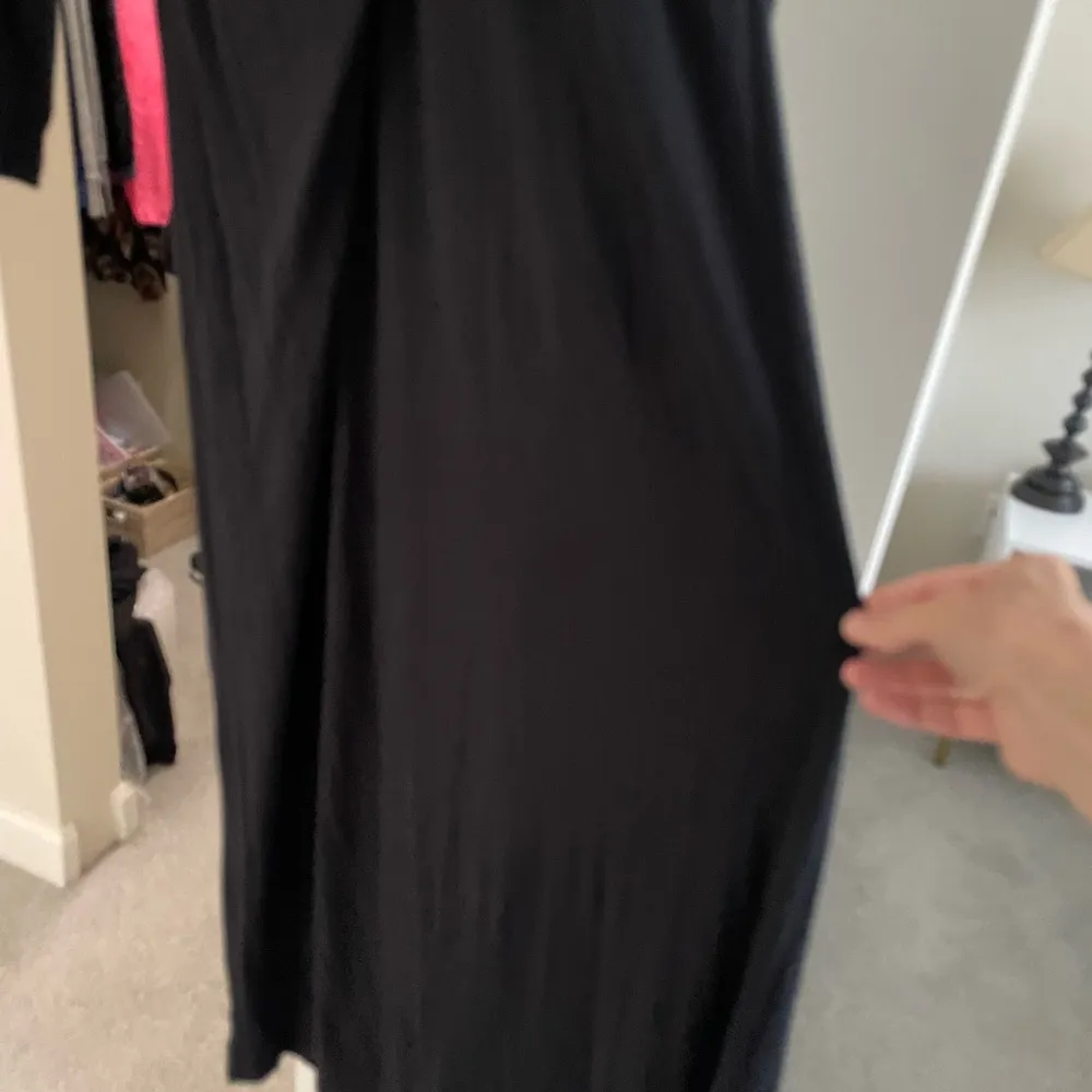 Peruvian connection Black Long Sleeve Maxi Dress Deep V-Neck Draped Front -  L - Image 5