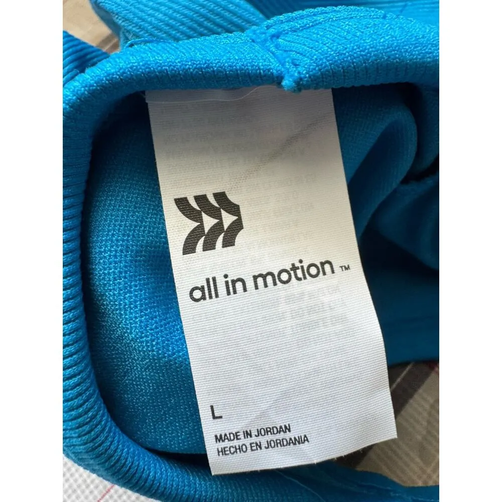 NWT All In Motion Blue Ribbed Seamless Tank Shelf Bra Size Large High Neck - Image 7