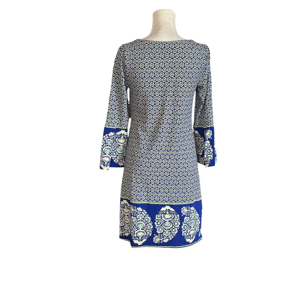 Anthropologie Aryeh Medium Horseshoe Neck 3/4 Bell Sleeve Shift Dress Bohemian - Image 2