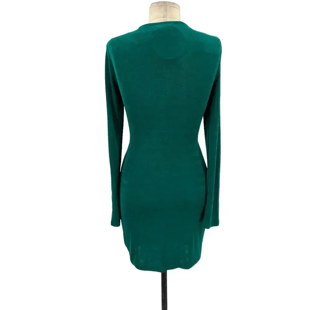 Princess Polly Kylie Mini Dress Forest Green Cut-Out‎ Ruched Bodycon Size US 8 - Image 8
