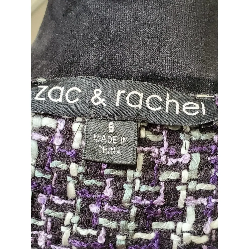 Zac & Rachel Women Purple 100% Acrylic Long Sleeve Button Front Jacket Blazer 8 - Image 10
