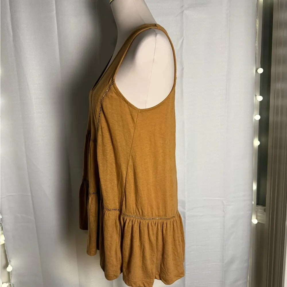 Anthropologie Mustard Tiered Tank Top - Image 3
