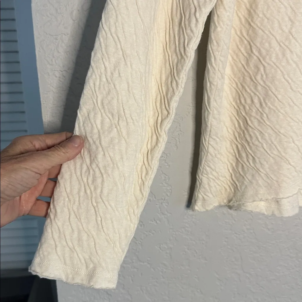 Dylan Cream Hooded Top Crinkly Cotton Long Sleeve Cozy Loungewear Boutique - Image 3