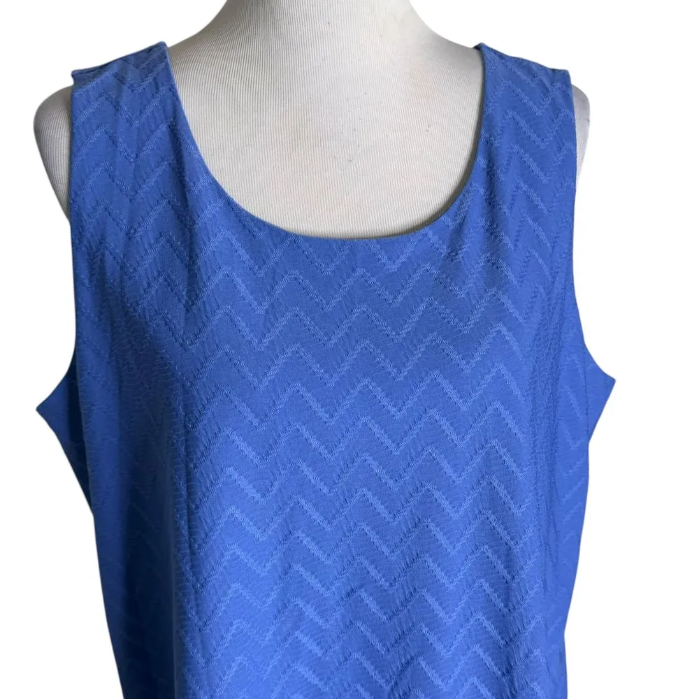 Chico's 3 Blue Sleeveless Scoop Neck Chevron Pattern Top Size XL Capsule‎ - Image 2