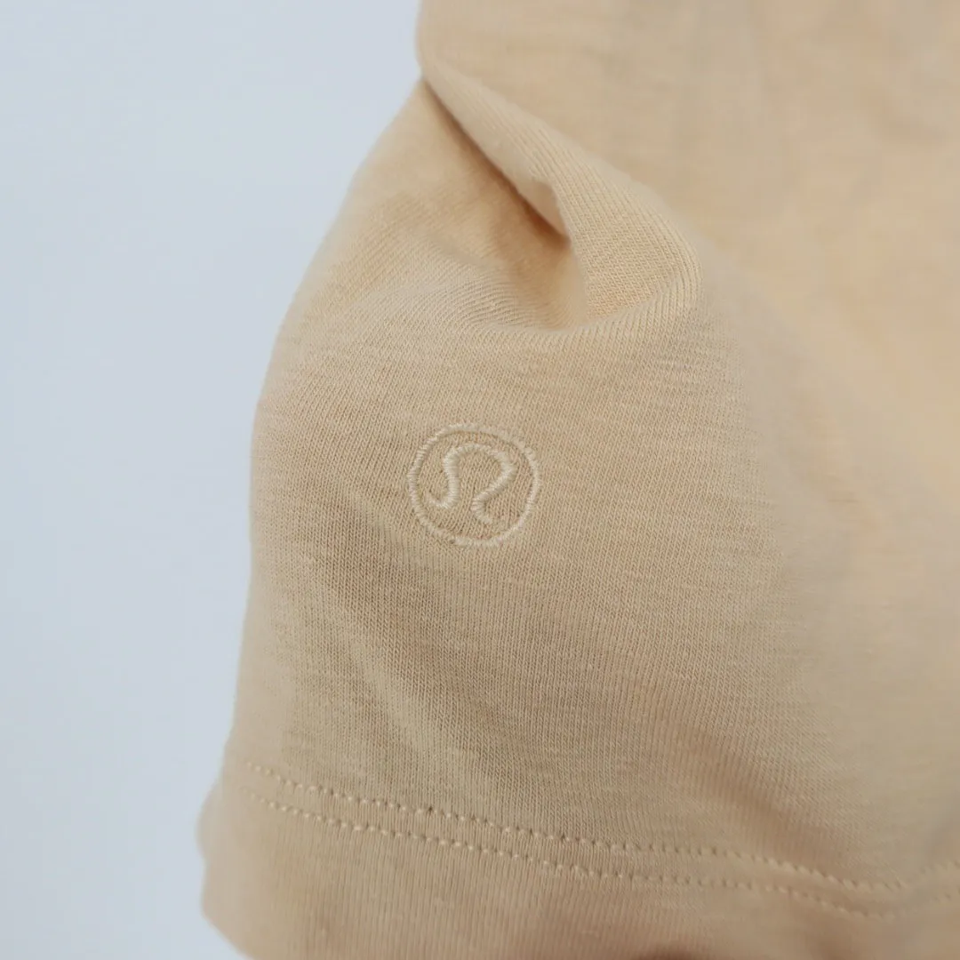 Lululemon Tan Beige Cotton Blend Crew Neck T Shirt Size 12 - Image 3
