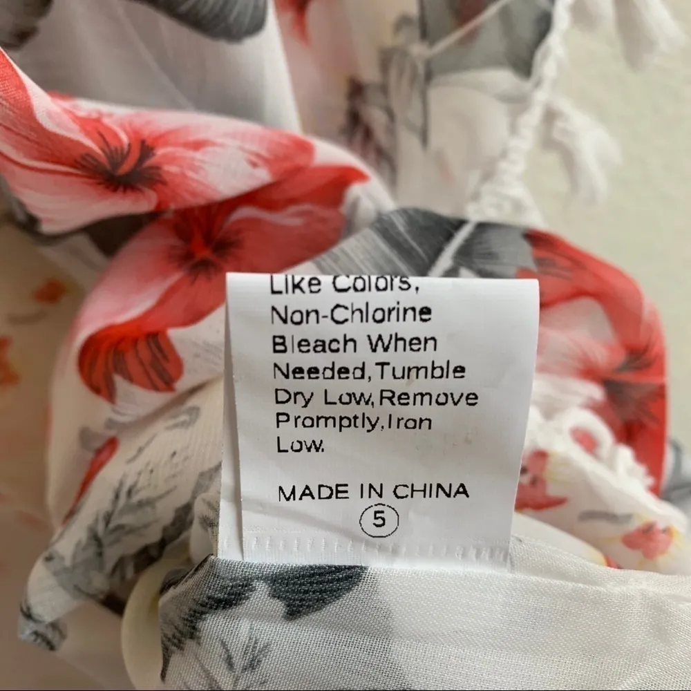 SHEIN sheer floral print tassel hem kimono XS - Image 12