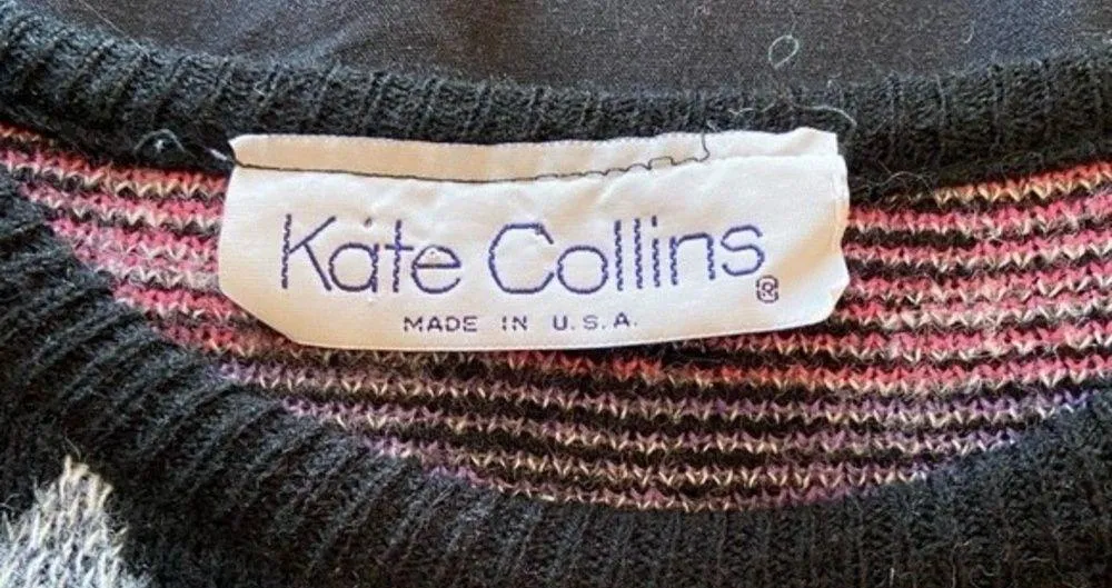 Funky Chunky Knit Diamond Sweater Size Medium Kate Collins Vintage 80s Acrylic - Image 7