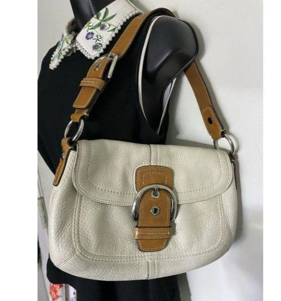 Coach  off white brown leather shoulder bag - Image 6