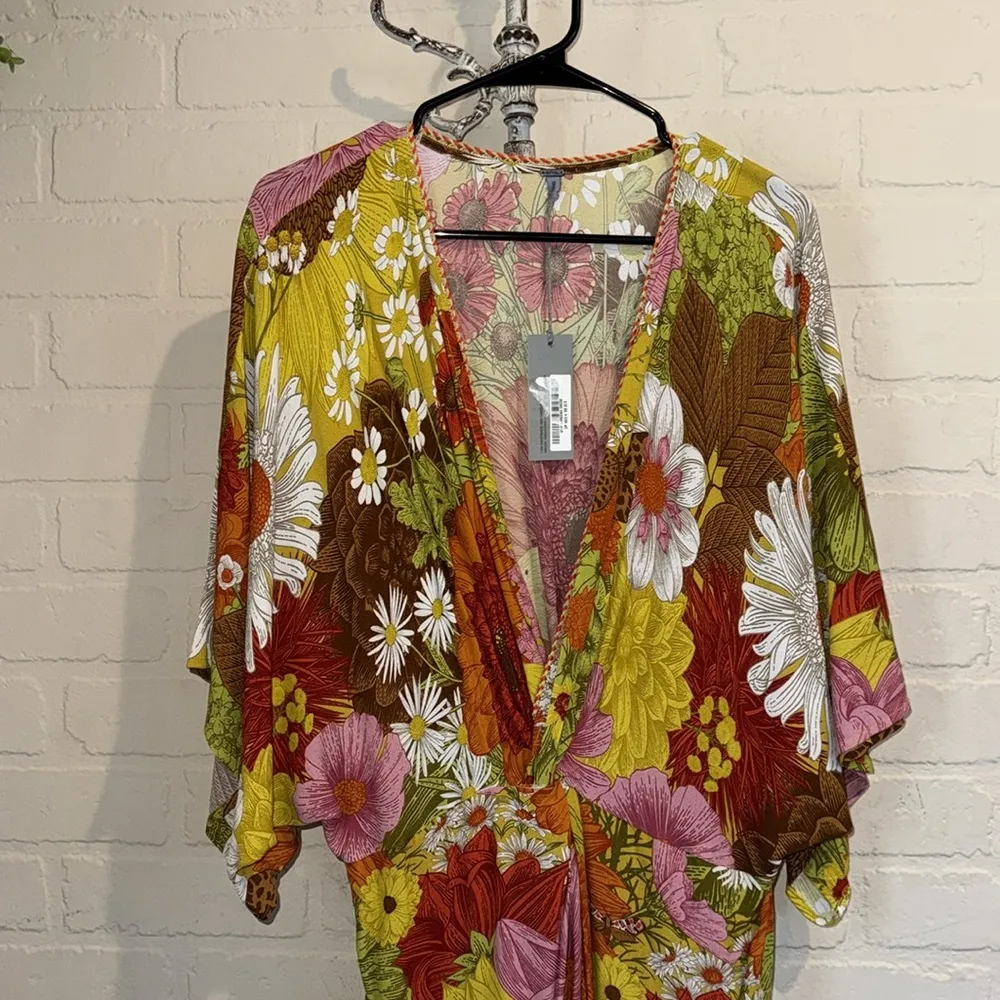 Blank dress BL^nk Floral Faux Wrap Areena Midi NWT Size Small NEW Orange - Image 5