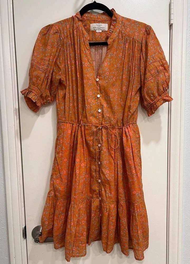Trovata Birds of Paradis Orange Cotton Sun Dress - Image 4