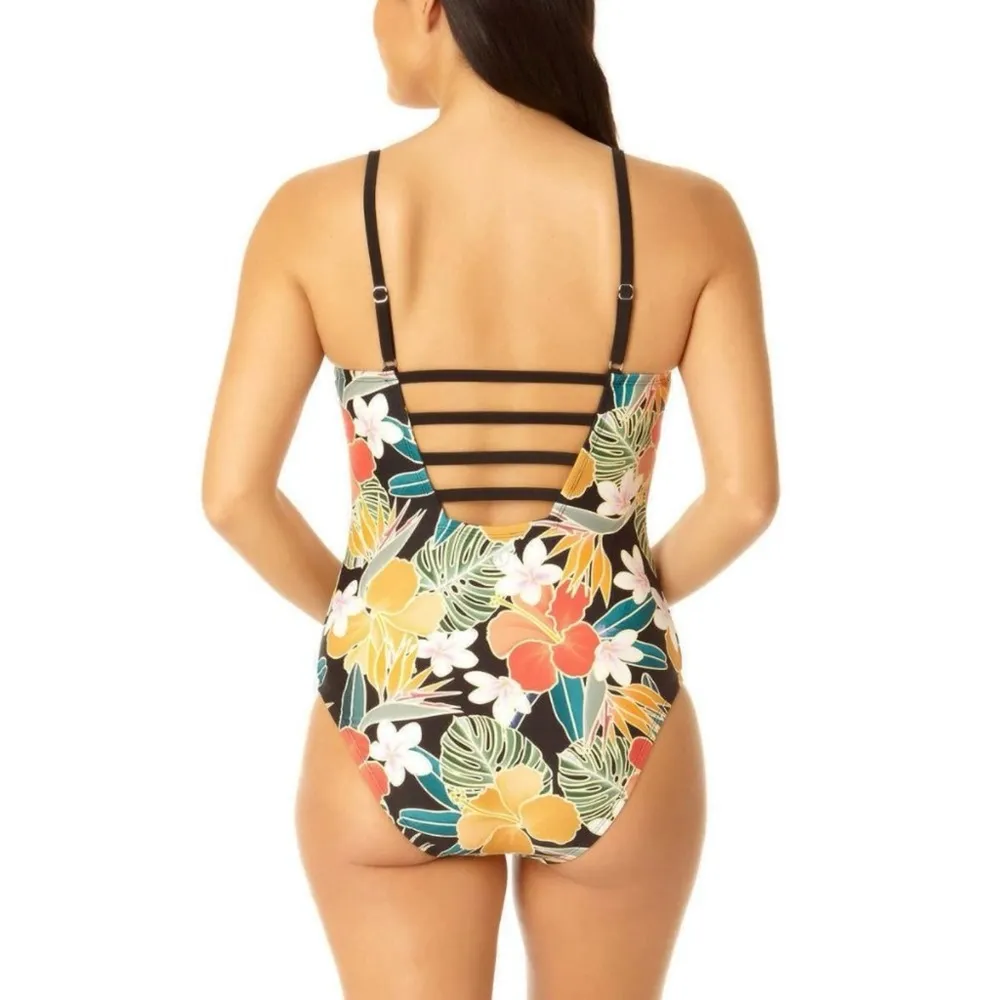 Hurley Tropical Caribbean Dreaming Floral UPF One Piece Swimsuit Sz M Wo… - Image 3