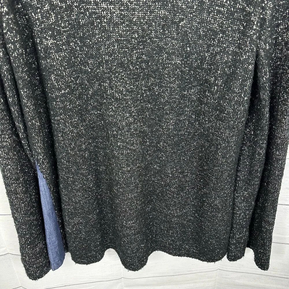 Soft Surroundings size Large P Bexley Black Marled Chambray Pop Tunic Sweater - Image 5