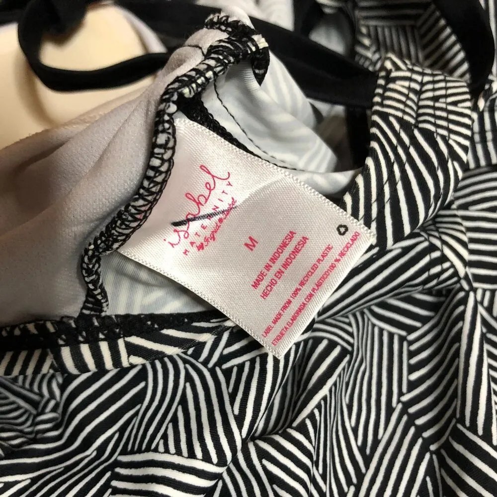 Isabel Maternity Womens Molded Cups Strappy Tankini Top Geometric Black White M - Image 3