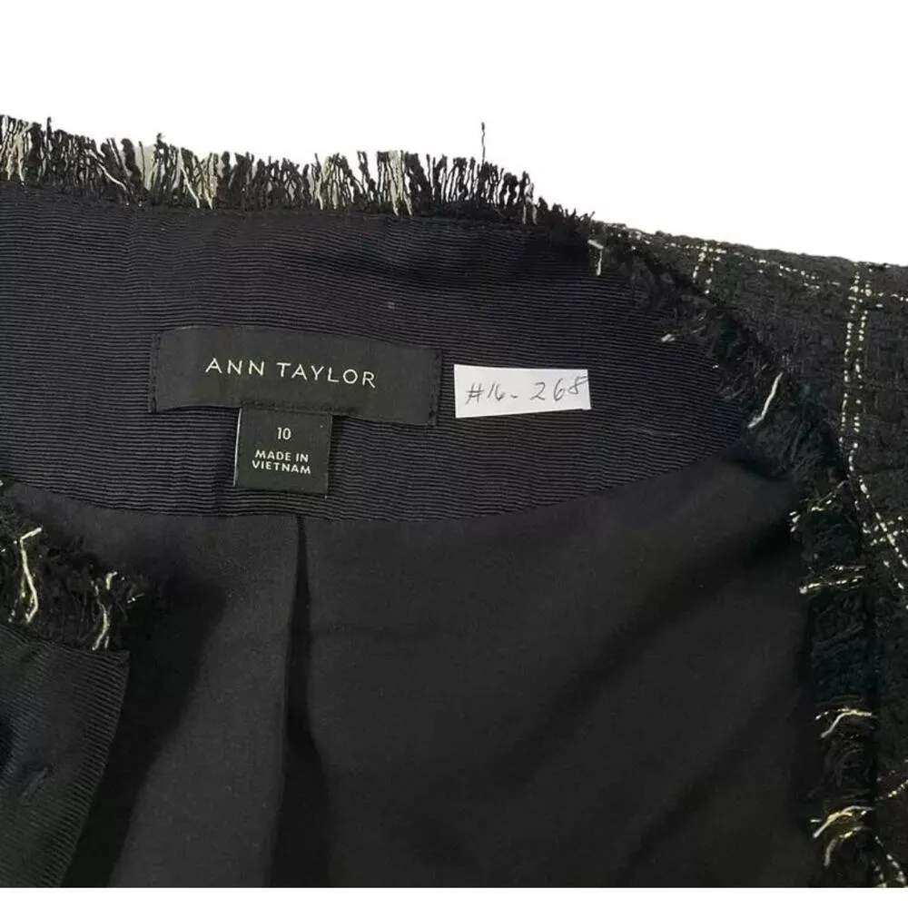 Ann Taylor Women Size 10 Tweed Blazer Black Business Office Career | 16-268 - Image 5