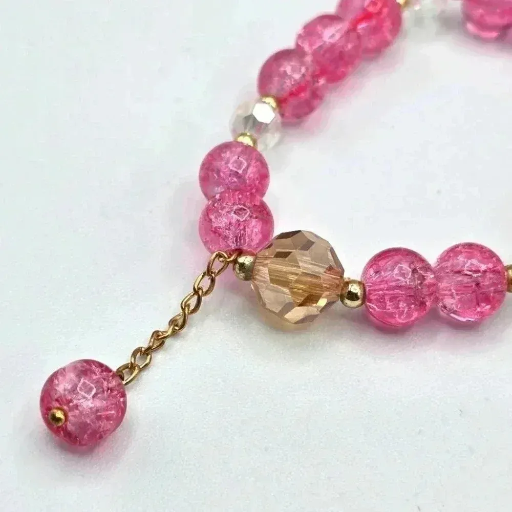 Bead Pink Charm‎ Elastic Stretch Fashion Boho Retro Jewelry Bracelet B22 - Image 2