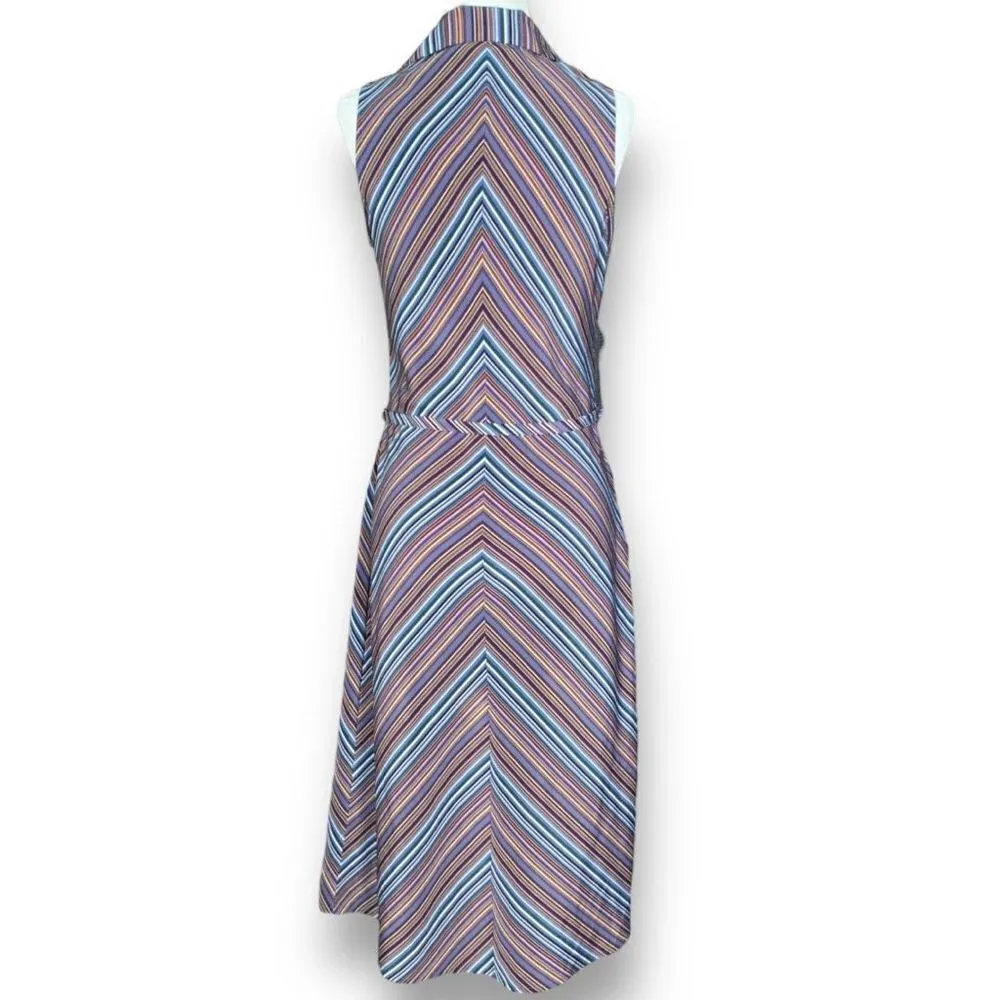 Y2K Jonathan Martin Dress Multicolor Stripe Sleveless Retro 70s Sleeveless Midi - Image 6
