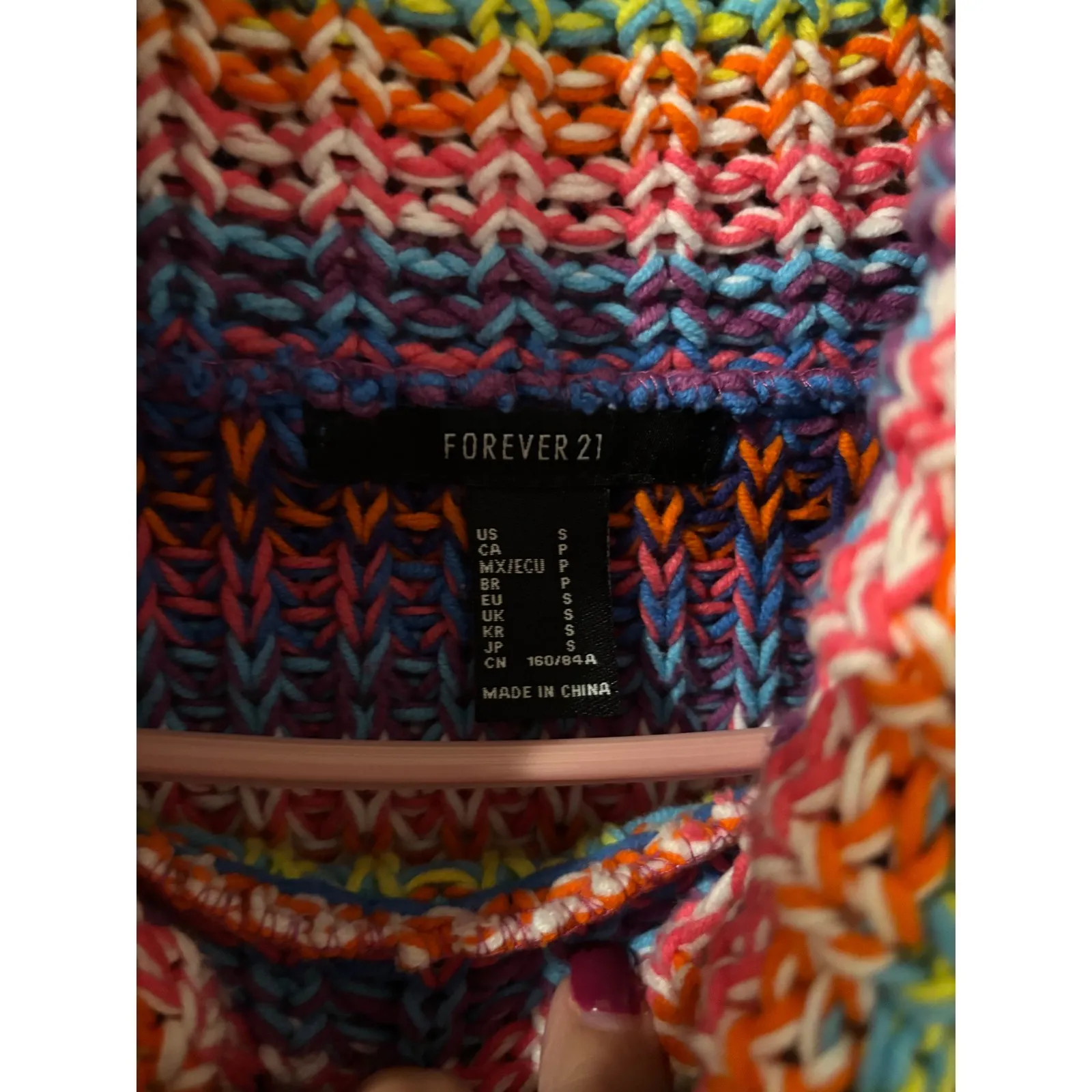 Forever 21 Multicolor Striped Knit Cowl‎ Neck Sweater Pullover Sm - Image 3