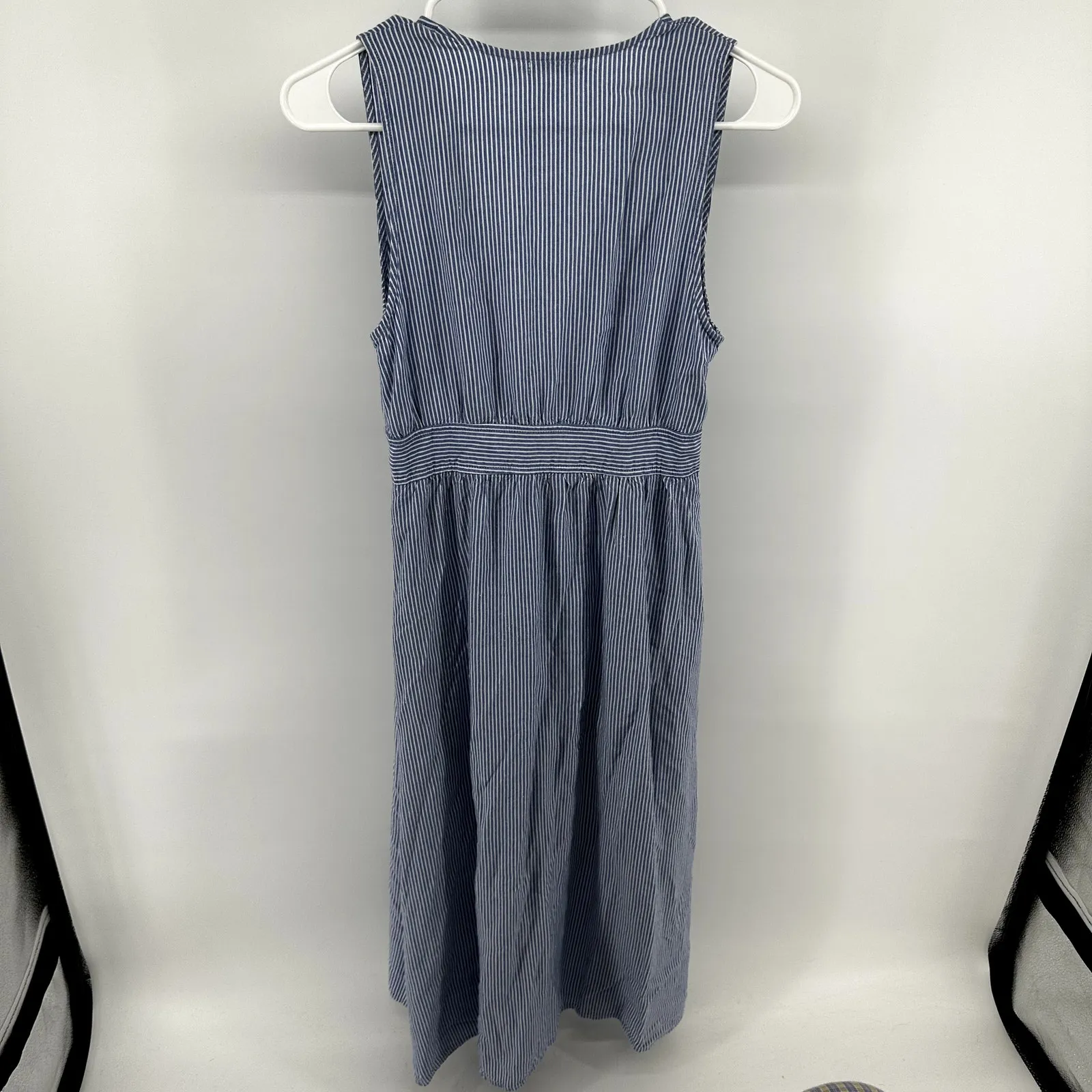 Urban Outfitters Kimchi Blue Plunging Button Down Midi Dress Striped Blue 2 - Image 8