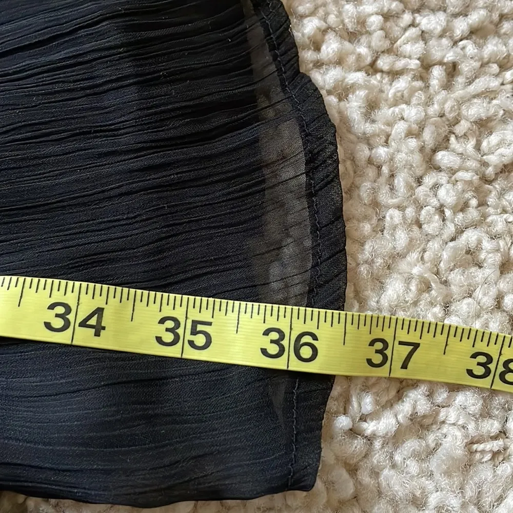 Tulle beautiful black crinkled pleat silky ruffle sleeve dress - Image 5