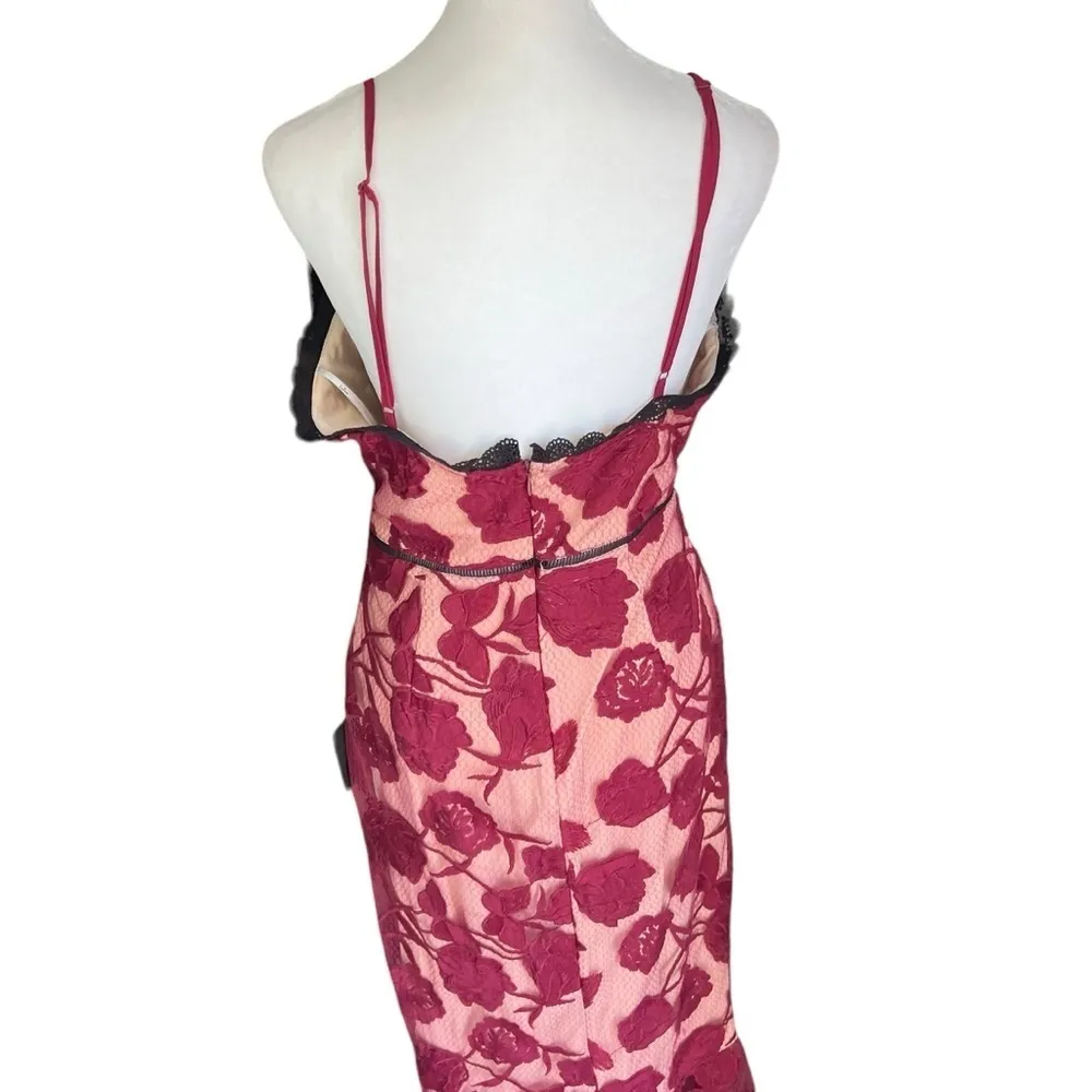 Lulus - NWT Alluring Dream Burgundy Floral Mesh Lace Trumpet Midi Dress Sz M - Image 7