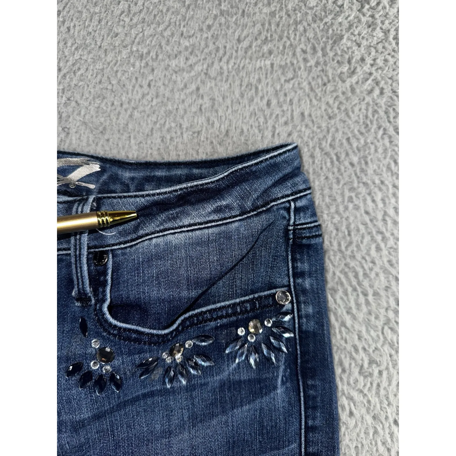 Seven7 Jeans Women 12 Mid Rise Skinny Studded Dark Wash Denim Pants Y2K‎ Boho - Image 6
